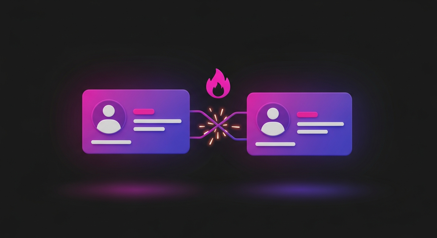 Pantalla de verificación de perfil de Instagram junto a la interfaz de Tinder